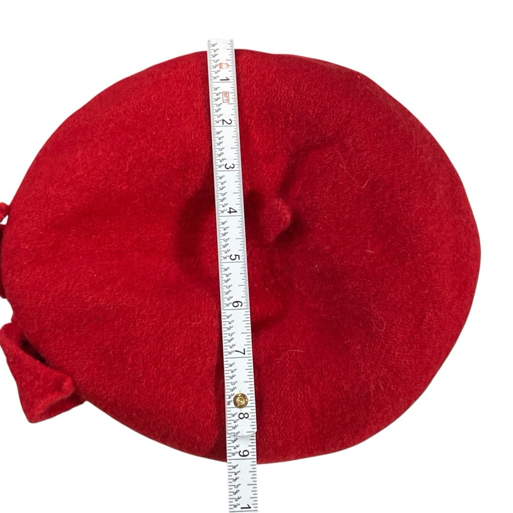 French Bow Beret Hat Wool Womens OS Red Classic Chic Artist Parisian Feminine - Picture 7 of 11